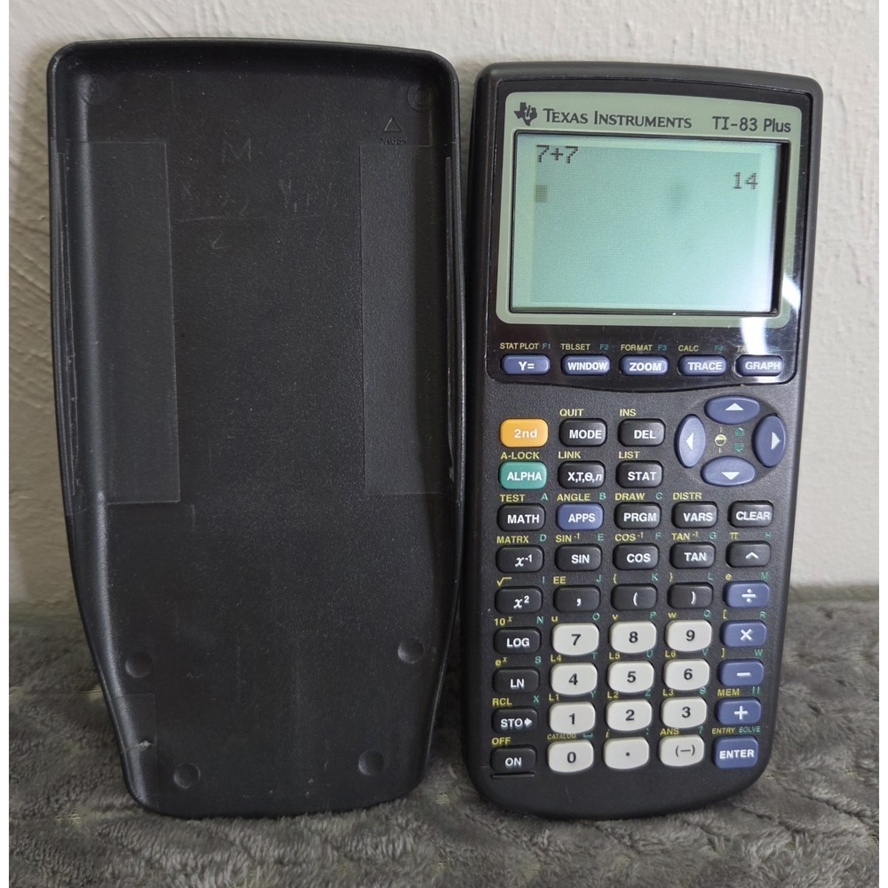 Texas Instruments T1-83 Plus Graphing Calculator Cover Tested Working Black